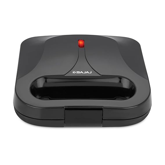 Bajaj SWX 5 800-Watt 2-Slice Sandwich Toaster | Non-Stick Coated Plates for Easy-to-Clean | Upright Compact Storage | Buckle Clips Lock