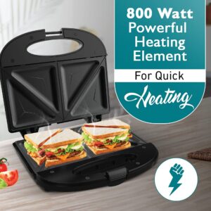 Crompton Instaserve Toast 800 Watts Sandwichmaker with Powerful Heating element (Black), Small