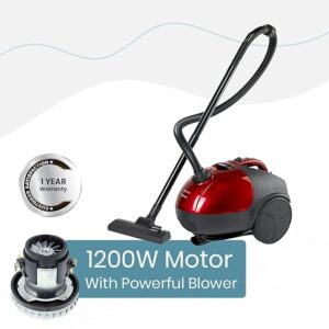 INALSA Vacuum Cleaner Gusto Pro-1200W with Powerful Blower Function&1.5L Reusable Cloth Dust Bag, Powerful 16Kpa Suction, Lightweight&Compact, (Red/Black), 1.5 Liter, 1 piece