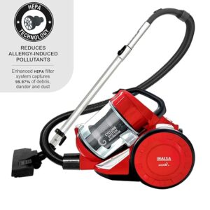 INALSA Vacuum Cleaner for Home 1400W Bagless - Aristo | HEPA Filter, Powerful Suction & High Energy Efficiency| 1.5 L Dust Collector, 1 Years Warranty (Red/Black)
