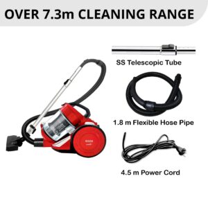 INALSA Vacuum Cleaner for Home 1400W Bagless - Aristo | HEPA Filter, Powerful Suction & High Energy Efficiency| 1.5 L Dust Collector, 1 Years Warranty (Red/Black)
