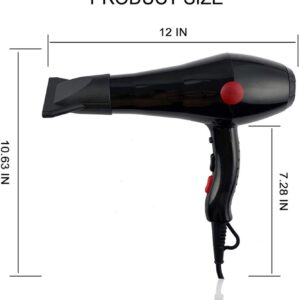 Choba 2000 Watts Hair Dryer, 2 Temperature and Speed Settings, Styling Nozzles, Black