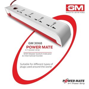GM 3068 Power Mate 4+1 Power Strip with Master Switch, Indicator & International Socket