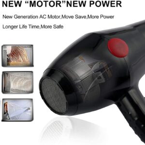 Choba 2000 Watts Hair Dryer, 2 Temperature and Speed Settings, Styling Nozzles, Black