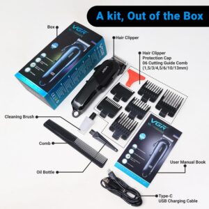 VGR VL-118 Limited Edition Professional Corded & Cordless Hair Clipper with LED Display 6 Length Settings | 200 min Runtime (Black)