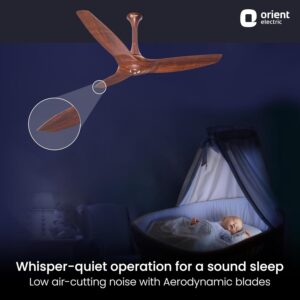 Orient Electric Aeroquiet 1200 mm Noiseless Premium Ceiling Fan for Home | 18-pole strong motor |2 Years Warranty by Orient |Wooden Finish, Pack of 1