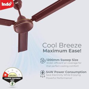 Indo 48 Inches High Speed Ceiling Fan for Home | 1200 mm |