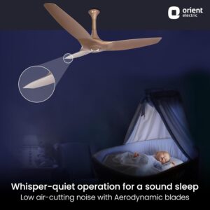 Orient Electric Aeroquiet 1200 mm Noiseless Premium Ceiling Fan for Home | 18-pole strong motor |2 Years Warranty by Orient |Caramel Brown, Pack of 1