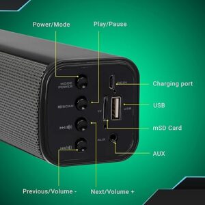 ZEBRONICS Zeb-VITA Wireless Bluetooth 10W Portable Bar Speaker with Supporting USB, SD Card, AUX, FM, TWS & Call Function. (Grey)