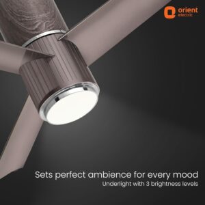 Orient Electric 1200 mm Aeroslim BLDC Ceiling Fan with Underlight, IoT & Remote | Smart Ceiling Fan works with Alexa & Google Home | BEE 5-star Rated Fan | 3-year warranty by Orient | Champagne Brown