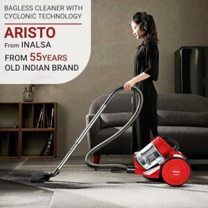 INALSA Vacuum Cleaner for Home 1400W Bagless - Aristo | HEPA Filter, Powerful Suction & High Energy Efficiency| 1.5 L Dust Collector, 1 Years Warranty (Red/Black)
