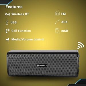 ZEBRONICS Zeb-VITA Wireless Bluetooth 10W Portable Bar Speaker with Supporting USB, SD Card, AUX, FM, TWS & Call Function. (Grey)