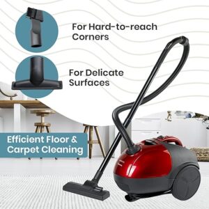 INALSA Vacuum Cleaner Gusto Pro-1200W with Powerful Blower Function&1.5L Reusable Cloth Dust Bag, Powerful 16Kpa Suction, Lightweight&Compact, (Red/Black), 1.5 Liter, 1 piece