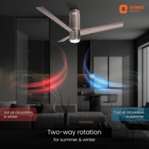 Orient Electric 1200 mm Aeroslim BLDC Ceiling Fan with Underlight, IoT & Remote | Smart Ceiling Fan works with Alexa & Google Home | BEE 5-star Rated Fan | 3-year warranty by Orient | Champagne Brown