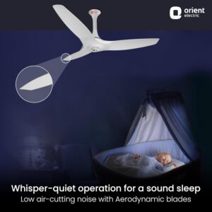 Orient Electric Aeroquiet 1200 mm Noiseless Premium Ceiling Fan for Home | 18-pole strong motor |2 Years Warranty by Orient |White, Pack of 1
