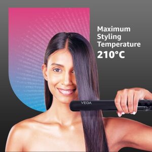 Vega Adore Hair Straightener for Women with Ceramic Coated Plates & Quick Heat-Up, Power ON/OFF Button,, Easy Lock Button (VHSH-18),