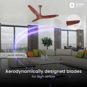Orient Electric Aeroquiet 1200 mm Noiseless Premium Ceiling Fan for Home | 18-pole strong motor |2 Years Warranty by Orient |Wooden Finish, Pack of 1