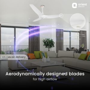 Orient Electric Aeroquiet 1200 mm Noiseless Premium Ceiling Fan for Home | 18-pole strong motor |2 Years Warranty by Orient |White, Pack of 1