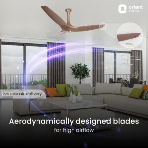 Orient Electric Aeroquiet 1200 mm Noiseless Premium Ceiling Fan for Home | 18-pole strong motor |2 Years Warranty by Orient |Caramel Brown, Pack of 1