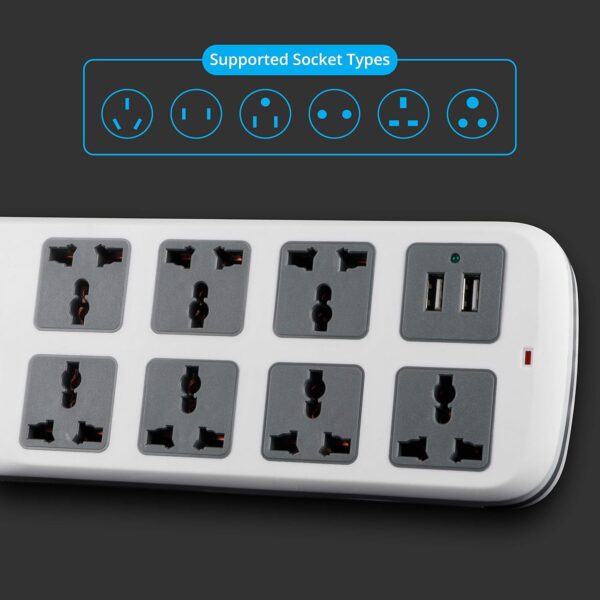 Zebronics Zeb-PS7520USB Extension Socket with 7 Universal sockets and 2 USB Ports with 4.8 Meters Power Cable - Image 4