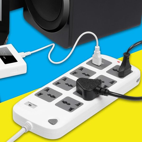 Zebronics Zeb-PS7520USB Extension Socket with 7 Universal sockets and 2 USB Ports with 4.8 Meters Power Cable - Image 3