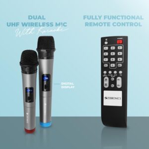 ZEBRONICS Banjo, 80 Watts RMS, Trolley Speaker with Bluetooth 4.2, LED Display & Wireless 2 Mics, USB, mSD, AUX Input, Mic in, FM Radio and Stylish Design