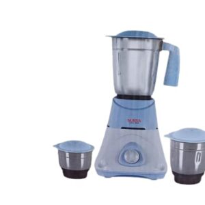 SURYA BLISS 500W 3-Speed Mixer Grinder - White - 3 Stainless Steel Jars (0.4L, 1.0L, 1.5L) - Dry/Wet Grinding, Chutney, Liquidising - Motor Overload Protection