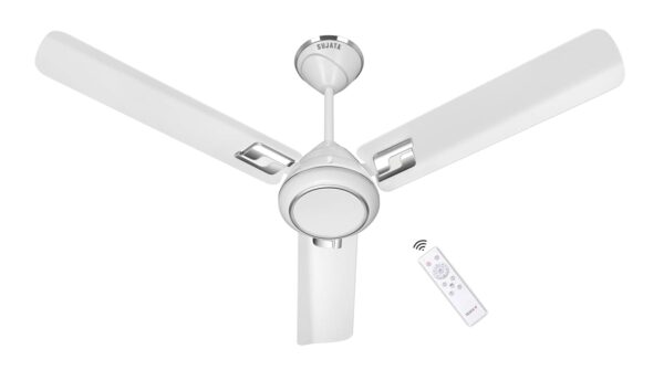 Sujata BLDC Fan | 3-Year Warranty | Ceiling Fan for Living Room/Bedroom with Remote Control, Powerful airflow, BEE Star Rated, Decorative ceiling fan (White Chrome - Kinetica)