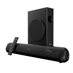 Portronics Pure Sound Pro X 80W Bluetooth Soundbar with Wired Subwoofer for Deep Bass, 2.1 Channel Home Theatre, HD Sound,3EQ Modes, BT 5.3V,HDMI,AUX in,USB Port,Sleek Design & Remote Control(Black)