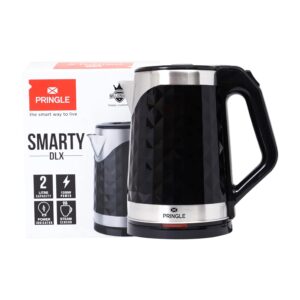 Pringle Electric Kettle Double Wall 2L - Smarty Dlx 1350W with Boil Dry Protection & Auto-Shut Off| Inbuilt SS Filter Sieve, Concealed Heating Element| 360 Deg Cordless Base, (Black)
