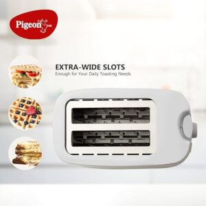 Pigeon 2 Slice Auto Pop up Toaster. A Smart Bread Toaster for Your Home (750 Watt) (White)