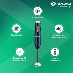 Bajaj Stainless Steel Hand Blender HB 21, 300 Watts, Multicolor