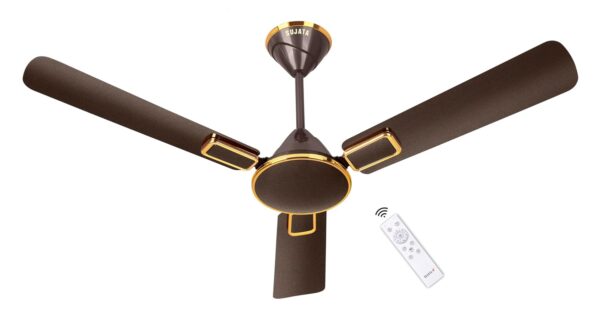Sujata BLDC Fan | 3-Year Warranty | Ceiling Fan for Living Room/Bedroom with Remote Control, 100% Copper Winding, Powerful airflow, BEE Star Rated, Decorative ceiling fan (Tera Brown Gold - Impresso)