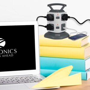 Zebronics Zeb- TS3320USB Tower Strip Extension Socket with 7 Universal Socket, 2 USB Ports and 2.8 m Long Cable