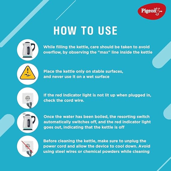 Pigeon by Stovekraft 1.5 Litre Stainless Steel Hot Electric Kettle - Image 6