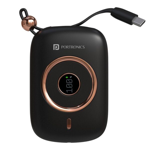 Portronics Power Shutter Pro 35W 10000mAh Super Fast Charging Powerbank with in-Built Type C PD Cable, Type C Input/Output Cable, LED Display, EV Grade Batteries, Support with Android, Apple,Tablet