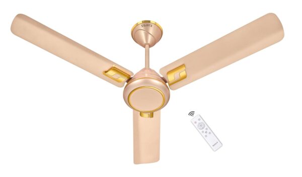 Sujata BLDC Fan | 3-Year Warranty | Ceiling Fan for Living Room/Bedroom with Remote Control, Powerful airflow, BEE Star Rated, Decorative ceiling fan (Topaz Gold - Kinetica)