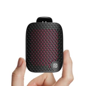 Portronics Talk Five 3W Wearable Bluetooth Speaker with Mic, Spring Clip-On, Upto 10Hours Playtime, IPX5 Water/Dust Resistant, Bluetooth 5.3v, Big Buttons, Portable Speaker with Microphone (Black)