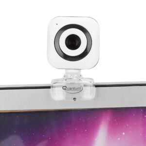 Quantum QHM495B 360 Degree Rotation PC HD Camera, with Built-in Microphone, USB Computer Camera Laptop Desktop Webcams, Drive-Free Streaming Web Camera, for Video Calling, Video Conferencing, (White)