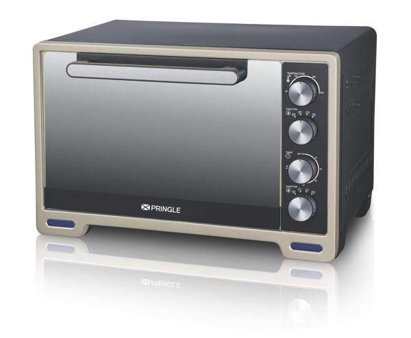 PRINGLE 34Liters Oven/Toaster/Griller/OTG Motorized Rotisserie & Convection Heating,With 6 Heating Mode/Mirror finish tempered glass(OTG36) First In India