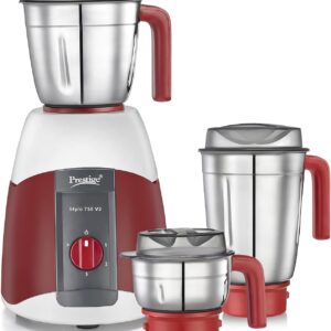 restige Plastic Stylo V2 750 Watts Mixer Grinder With 3 Jars (Red)