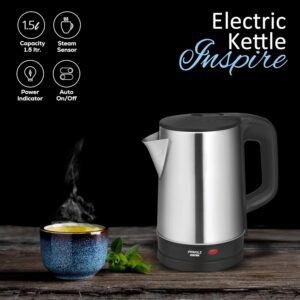 Pringle Electric Kettle Inspire 1.5 Ltr 1500 Watts with Boil Dry Protection & Auto-Shut Off, Concealed Heating Element| 360 Deg Cordless Base, Wide Mouth Opening, Premium finish,With steam sensor