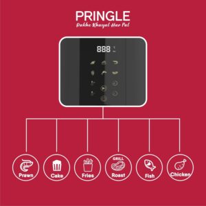 Pringle AF1406 Digital Air Fryer, 360° High Speed Air Circulation Technology 1350 W with Non-Stick 4.2 L Basket-Green Black
