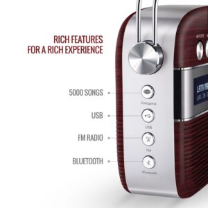 Saregama Carvaan SC03 Hindi - Portable Music Player with 5000 Preloaded Songs, FM/BT/AUX (Cherrywood Red)