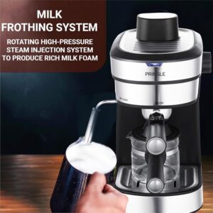 PRINGLE /Cappuccino 4Cup Coffee Maker 850W- (3in1- Espresso,Cappuccino & Latte) |Frothing Function,5Bar Pressure| Multipurpose Control Knob, Removable Drip Tray & Borosilicate Glass Carafe (DUKE)