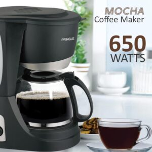 PRINGLE Mocha 4 cup Drip Coffee Maker/Coffee Machine 650W with Anti Drip and Keep Warm Functions- Black