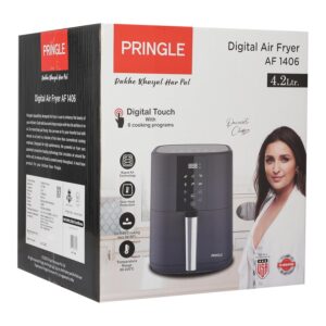 Pringle AF1406 Digital Air Fryer, 360° High Speed Air Circulation Technology 1350 W with Non-Stick 4.2 L Basket-Green Black