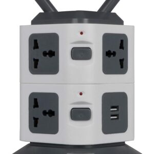 Zebronics Zeb- TS3320USB Tower Strip Extension Socket with 7 Universal Socket, 2 USB Ports and 2.8 m Long Cable