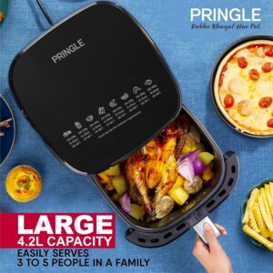 Pringle AF1406 Digital Air Fryer, 360° High Speed Air Circulation Technology 1350 W with Non-Stick 4.2 L Basket-Green Black