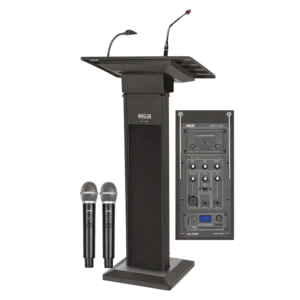 Ahuja Podium ASL 3000R PA LECTERN SYSTEM with 2 wireless mic, 1 podium mic, Speaker, Bluetooth, In-built Rec, USB, SD card & Reading Light